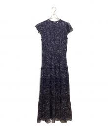 FRAY ID（フレイ アイディー）の古着「シフォンプリーツプリントワンピース」｜ネイビー