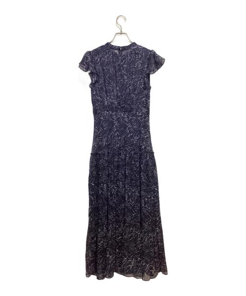 FRAY ID（フレイ アイディー）FRAY ID (フレイ アイディー) シフォンプリーツプリントワンピース ネイビー サイズ:1の古着・服飾アイテム