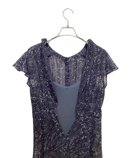 FRAY ID（フレイ アイディー）FRAY ID (フレイ アイディー) シフォンプリーツプリントワンピース ネイビー サイズ:1の古着・服飾アイテム