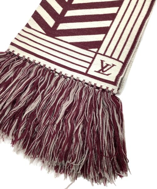 LOUIS VUITTON（ルイ ヴィトン）LOUIS VUITTON (ルイ ヴィトン) カラコラム ウールシルクマフラー レッド×ホワイトの古着・服飾アイテム