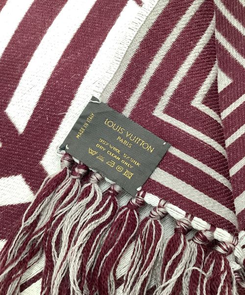 LOUIS VUITTON（ルイ ヴィトン）LOUIS VUITTON (ルイ ヴィトン) カラコラム ウールシルクマフラー レッド×ホワイトの古着・服飾アイテム