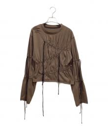 MAISON SPECIAL（メゾンスペシャル）の古着「Shirring Many Ribbons Tops」｜ブラウン