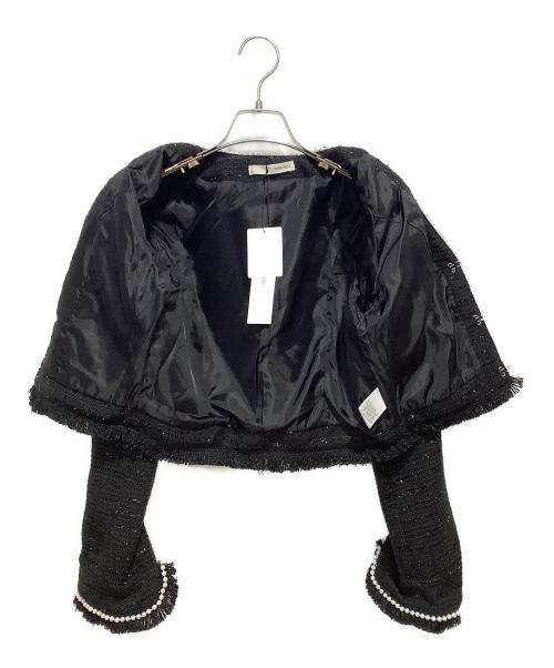 ROYAL PARTY（ロイヤルパーティ）ROYAL PARTY (ロイヤルパーティ) パールトリミングツイードセットアップ ブラック×ホワイト サイズ:Fの古着・服飾アイテム