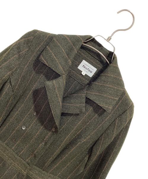 foufou（フーフー）foufou (フーフー) open collar herringbone one piece ブラウン サイズ:1の古着・服飾アイテム