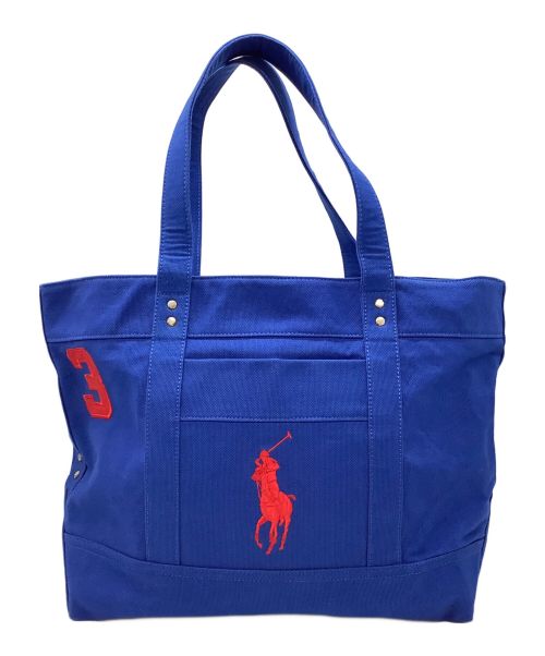 POLO RALPH LAUREN（ポロ・ラルフローレン）POLO RALPH LAUREN (ポロ・ラルフローレン) キャンバストートバッグ ブルー×レッドの古着・服飾アイテム