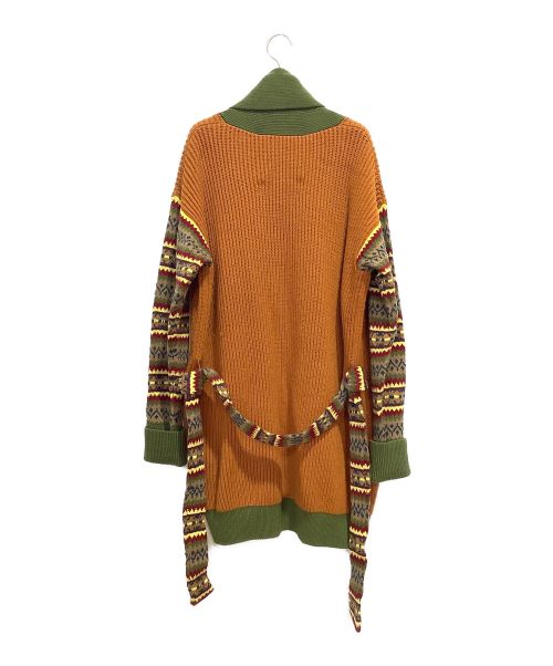 MAX&Co.（マックスアンドコー）MAX&Co. (マックスアンドコー) ニットガウン オレンジ×グリーン サイズ:Lの古着・服飾アイテム