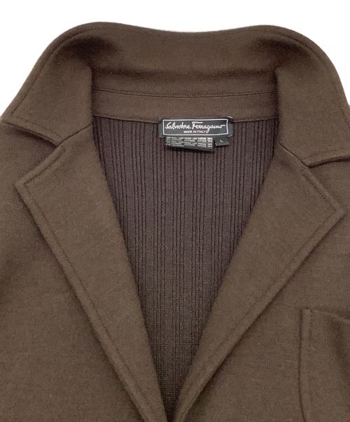 Salvatore Ferragamo（サルヴァトーレ フェラガモ）Salvatore Ferragamo (サルヴァトーレ フェラガモ) カシミヤ混ニットジャケット ブラウン サイズ:Lの古着・服飾アイテム