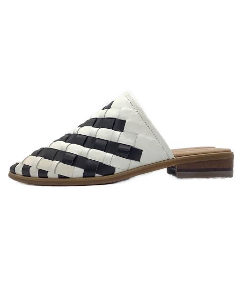 KATHARINE HAMNETT（キャサリンハムネット）KATHARINE HAMNETT (キャサリンハムネット) メッシュサンダル ブラック×ホワイト サイズ:Mの古着・服飾アイテム