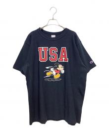 Champion×DISNEY（チャンピオン×ディズニー）の古着「REVERSE WEAVE Tシャツ ミッキーマウス」｜ネイビー