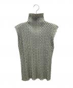 PLEATS PLEASEプリーツプリーズ）の古着「ノースリーブハイネックカットソー」｜グリーン