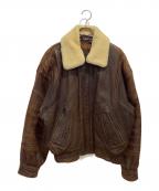 GIANNI VALENTINOジャンニバレンチノ）の古着「ショートレザーブルゾン」｜ブラウン