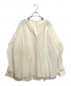 Nobleノーブル）の古着「スモーキーボイルマテリアルコンビブラウス」｜ベージュ