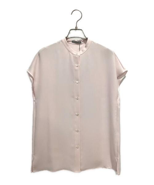 theory luxe（セオリーリュクス）theory luxe (セオリーリュクス) MARVINE KARRA バンドカラー フレンチスリーブ ブラウス ピンク サイズ:Lの古着・服飾アイテム