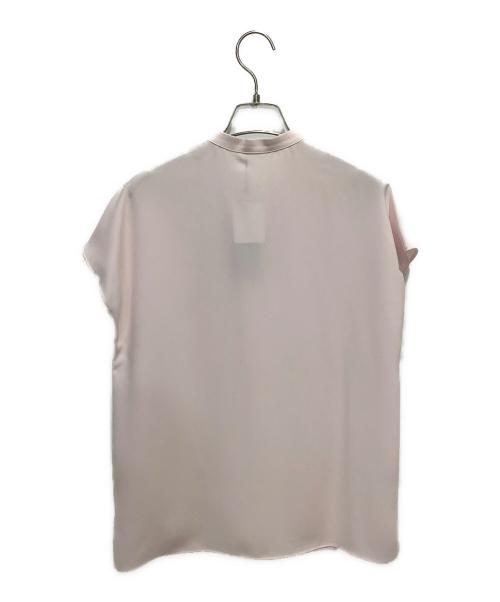 theory luxe（セオリーリュクス）theory luxe (セオリーリュクス) MARVINE KARRA バンドカラー フレンチスリーブ ブラウス ピンク サイズ:Lの古着・服飾アイテム