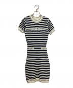 darichダーリッチ）の古着「ボーダーニットミニワンピース」｜ホワイト×ネイビー