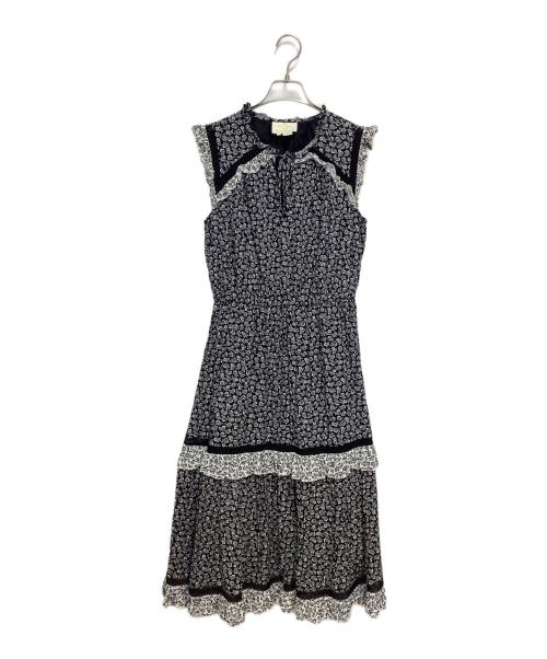 Kate Spade（ケイトスペード）Kate Spade (ケイトスペード) ノースリーブワンピース ブラック×ホワイト サイズ:Sの古着・服飾アイテム