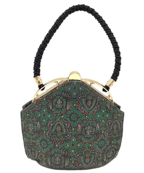 印傳屋（インデンヤ）印傳屋 (インデンヤ) ハンドバッグ ブラック×グリーンの古着・服飾アイテム