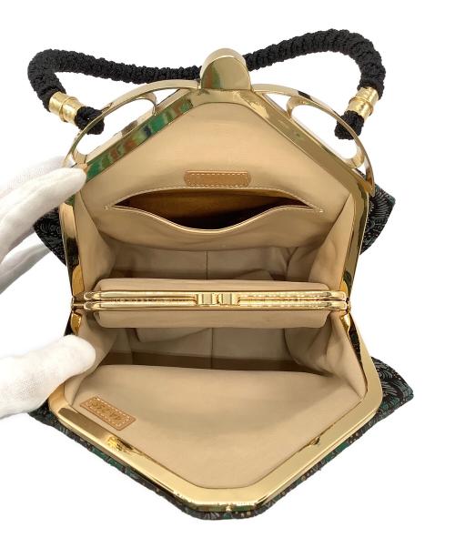 印傳屋（インデンヤ）印傳屋 (インデンヤ) ハンドバッグ ブラック×グリーンの古着・服飾アイテム