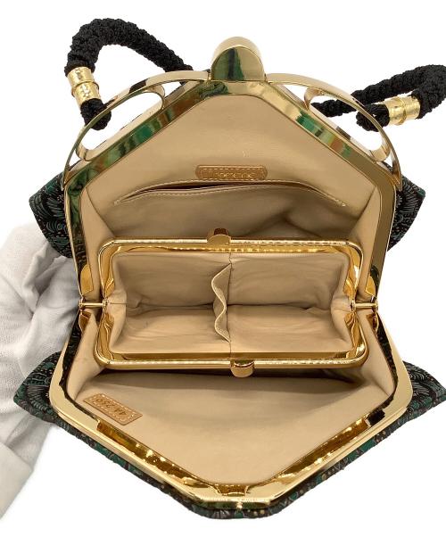 印傳屋（インデンヤ）印傳屋 (インデンヤ) ハンドバッグ ブラック×グリーンの古着・服飾アイテム