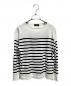 SHIPS Primary navy labelシップス プライマリー ネイビー レーベル）の古着「スヴィン ボーダー ボートネック ニット」｜ホワイト×ブラック