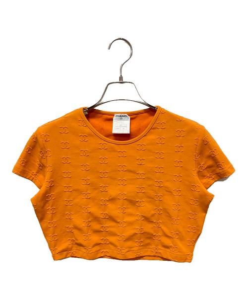 CHANEL（シャネル）CHANEL (シャネル) ココマークヴィンテージ クロップドTシャツ オレンジ サイズ:42の古着・服飾アイテム