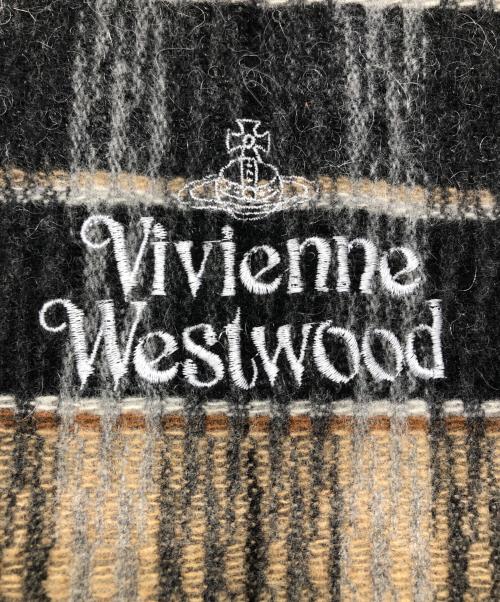 Vivienne Westwood（ヴィヴィアンウエストウッド）Vivienne Westwood (ヴィヴィアンウエストウッド) マフラー ブラック×ベージュの古着・服飾アイテム