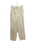 DES PRESデ プレ）の古着「プレーンリネン ハイウエストセミワイドパンツ」｜アイボリー