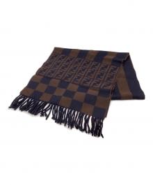 FENDI（フェンディ）の古着「ズッカ ウールマフラー」｜ネイビー×ブラウン