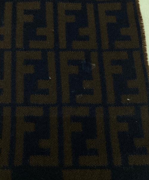 FENDI（フェンディ）FENDI (フェンディ) ズッカ ウールマフラー ネイビー×ブラウンの古着・服飾アイテム