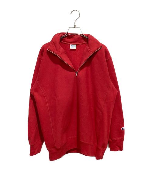 Champion REVERSE WEAVE（チャンピオン リバース ウィーブ）Champion REVERSE WEAVE (チャンピオン リバース ウィーブ) URBAN RESEARCH (アーバンリサーチ) 11.5OZ HALF ZIP SWEAT レッド サイズ:Sの古着・服飾アイテム