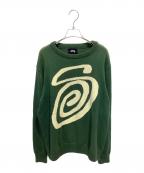 stussyステューシー）の古着「CURLY S SWEATER」｜グリーン