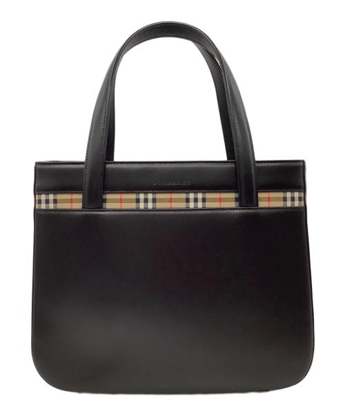 BURBERRY（バーバリー）BURBERRY (バーバリー) ノバチェック ハンドバッグ ブラック×ベージュの古着・服飾アイテム