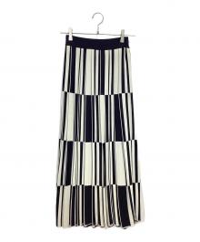UNITED TOKYO（ユナイテッドトーキョー）の古着「チェッカーニットスカート」｜ホワイト×ブラック