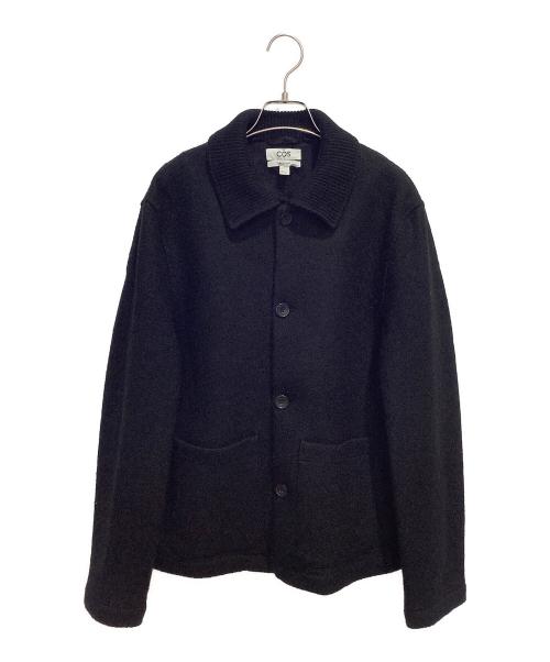 COS（コス）COS (コス) ニットカラーオーバーシャツ ブラック サイズ:Sの古着・服飾アイテム