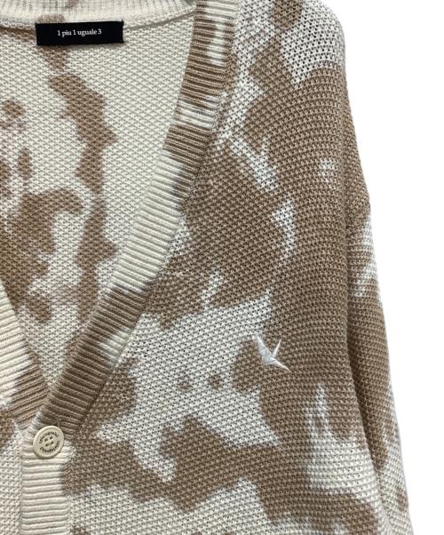 1piu1uguale3（ウノピュウノウグァーレトレ）1piu1uguale3 (ウノピュウノウグァーレトレ) タイダイニットカーディガン ホワイト×ベージュ サイズ:Vの古着・服飾アイテム