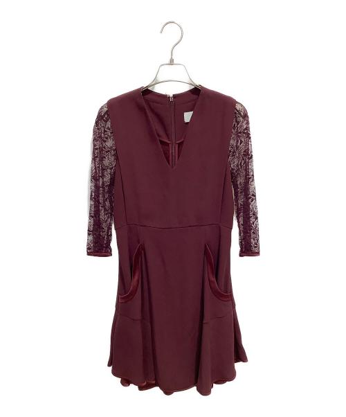 Mame Kurogouchi（マメクロゴウチ）mame kurogouchi (マメクロゴウチ) レーススリーブワンピース レッド サイズ:Sの古着・服飾アイテム