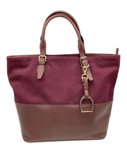 RALPH LAUREN（ラルフローレン）RALPH LAUREN (ラルフローレン) トートバッグ ブラウン×ボルドーの古着・服飾アイテム