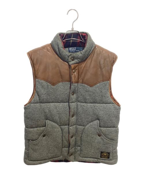 POLO RALPH LAUREN（ポロ・ラルフローレン）POLO RALPH LAUREN (ポロ・ラルフローレン) 中綿ベスト グレー×ブラウン サイズ:Lの古着・服飾アイテム