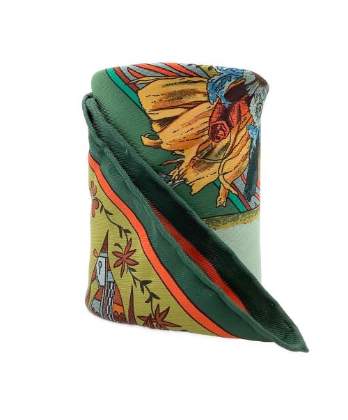 HERMES（エルメス）HERMES (エルメス) カレ90 カチナ ポピ族 グリーンの古着・服飾アイテム