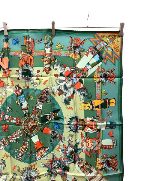 HERMES（エルメス）HERMES (エルメス) カレ90 カチナ ポピ族 グリーンの古着・服飾アイテム