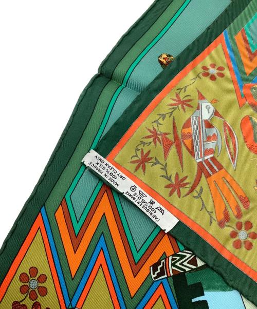 HERMES（エルメス）HERMES (エルメス) カレ90 カチナ ポピ族 グリーンの古着・服飾アイテム