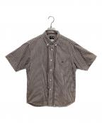 stussyステューシー）の古着「ギンガムチェック 半袖 ボタンダウンシャツ」｜ブラウン×ホワイト