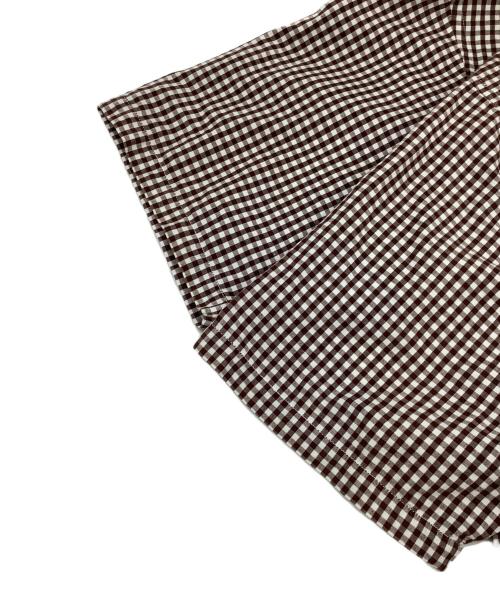 stussy（ステューシー）stussy (ステューシー) ギンガムチェック 半袖 ボタンダウンシャツ ブラウン×ホワイト サイズ:Mの古着・服飾アイテム