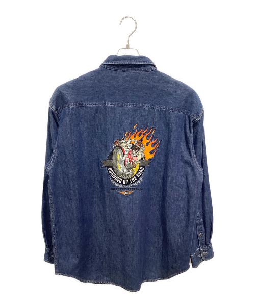 HARLEY-DAVIDSON（ハーレーダビッドソン）HARLEY-DAVIDSON (ハーレーダビッドソン) LOONEY TUNES (ルーニーチューンズ) デニムシャツ インディゴ サイズ:Lの古着・服飾アイテム