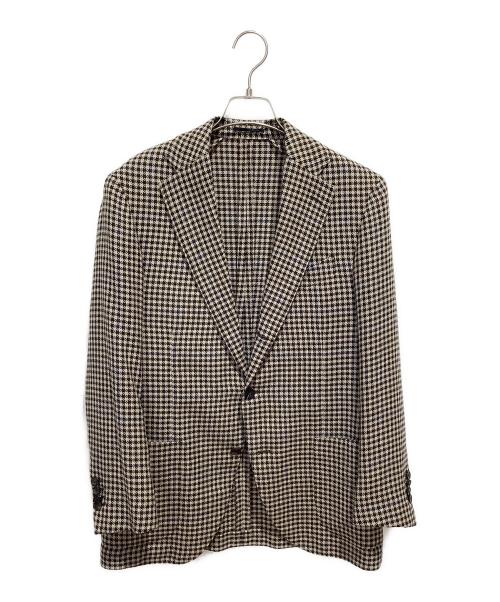 LARDINI（ラルディーニ）LARDINI (ラルディーニ) ガンクラブチェック 3Bジャケット ブラウン サイズ:48の古着・服飾アイテム