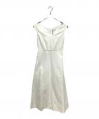 MADISON BLUEマディソンブルー）の古着「V NECK CAP SLEEVE BELTED DRESS」｜ホワイト