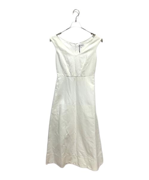 MADISON BLUE（マディソンブルー）MADISON BLUE (マディソンブルー) V NECK CAP SLEEVE BELTED DRESS ホワイト サイズ:Sの古着・服飾アイテム