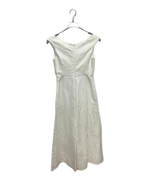 MADISON BLUE（マディソンブルー）MADISON BLUE (マディソンブルー) V NECK CAP SLEEVE BELTED DRESS ホワイト サイズ:Sの古着・服飾アイテム