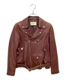 beautiful people（ビューティフルピープル）の古着「シープスキンダブルライダースジャケット」｜ワインレッド