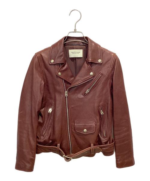 beautiful people（ビューティフルピープル）beautiful people (ビューティフルピープル) シープスキンダブルライダースジャケット ワインレッド サイズ:150の古着・服飾アイテム